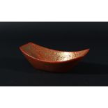 CHINESE CRESCENT SHAPED DISH, Jiaqing mark and probably period, the orange ground with gilt