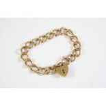 A 9CT GOLD OVAL LINK BRACELET with padlock clasp, 20.5cm long, 33.4 grams