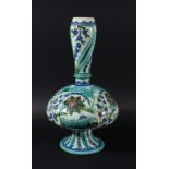 CANTAGALLI IZNIK VASE, mid 19th century, the dome body beneath a slightly swollen neck and on a