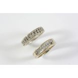 A DIAMOND THREE ROW RING set with circular-cut diamonds, in 18ct white gold, size N, together with a