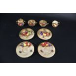 ROYAL WORCESTER MINIATURE PART COFFEE SET - SIGNED including 2 small plates and 2 saucers, each