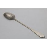 A QUEEN ANNE WAVY-END OR DOGNOSE BASTING SPOON with a plain moulded rattail, the initial "W" on