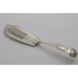 BY PAUL STORR:- A George III Hourglass pattern fish slice with a pierced blade, crested, London