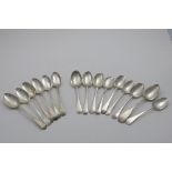 FIFTEEN VARIOUS GEORGE II / III TABLE SPOONS including a matched set of bead pattern examples,
