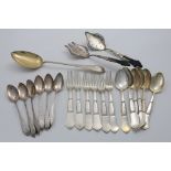 DANISH FLATWARE:- A large bright-cut serving spoon, initialled and dated "1903", by M. Elgaard of