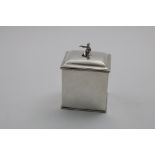 AN EARLY 20TH CENTURY RECTANGULAR TEA CADDY with bead borders, a domed cover and a seated chinaman-