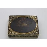 A GEORGE III SILVERGILT SNUFF BOX rectangular with an engine-turned base, and a frieze of shells and
