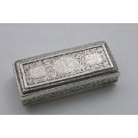 A 19TH CENTURY DUTCH ENGRAVED TOBACCO BOX with vignettes of Spring and Summer (den Lente & den