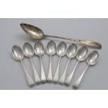 A SET OF EIGHT VICTORIAN OLD ENGLISH PATTERN DESSERT SPOONS by Charles Boyton, London 1872, together