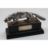 HUNTING:- An early 20th century cast figure of a fox in a stalking pose with his tongue hanging out,