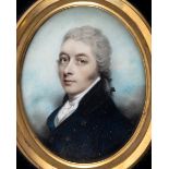 ANDREW PLIMER Portrait of a gentleman, Mr Ward, wearing dark blue jacket, head & shoulders, on