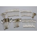 AN EDWARDIAN AND LATER CANTEEN OF OLD ENGLISH PATTERN FLATWARE in a fitted oak box, to include:-