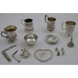 A MISCELLANEOUS LOT TO INCLUDE:- Four various Christening mugs (each one with a dedication/