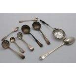 A MIXED LOT:- A pair of late George II Hanoverian pattern sauce ladles, with fluted shell bowls,