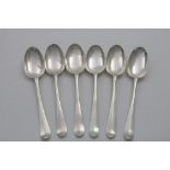 A SET OF SIX GEORGE II SCOTTISH TABLE SPOONS Hanoverian pattern, initialled "A" on the back of the