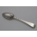 A RARE GEORGE II SCOTTISH PROVINCIAL TABLE SPOON Hanoverian pattern with an extended, faceted