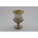 A GEORGE IV SCOTTISH LARGE GOBLET OR CUP on a pedestal foot with a part-fluted, campana-shaped bowl,