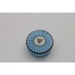 A LATE 19TH / EARLY 20TH CENTURY CONTINENTAL CIRCULAR PILL BOX with enamelled decoration, sky blue