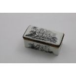 A LATE 18TH CENTURY ENAMELLED COPPER SNUFF BOX rectangular with an engraved gilt-metal mount, the