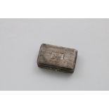 A WILLIAM IV SMALL RECTANGULAR SNUFF BOX with engine-turned decoration, reeded sides and a raised