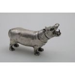 A LATE 20TH CENTURY CAST FIGURE OF A HIPPOPOTAMUS with his head upwards and jaws gaping,