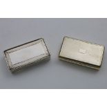 A GEORGE III RECTANGULAR ENGINE-TURNED SNUFF BOX with a vacant cartouche and traces of gilding, by