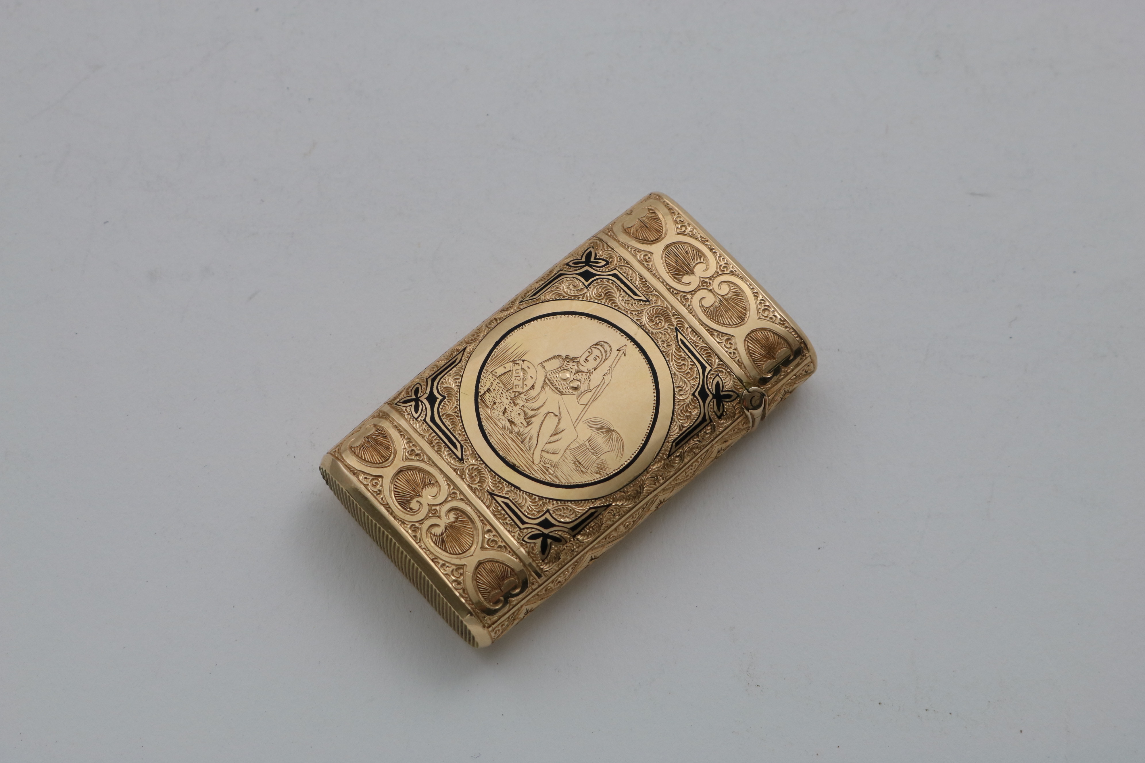 SAN FRANCISCO "GOLD RUSH":- A rare late 19th century North American gold vesta case, with bright-