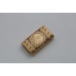 SAN FRANCISCO "GOLD RUSH":- A rare late 19th century North American gold vesta case, with bright-