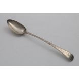 A GEORGE III OLD ENGLISH FEATHER-EDGE PATTERN BASTING SPOON crested, by George Smith and William