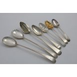 A MIXED LOT:- A George III Scottish strainer spoon with a removable divider, a pair of Scottish