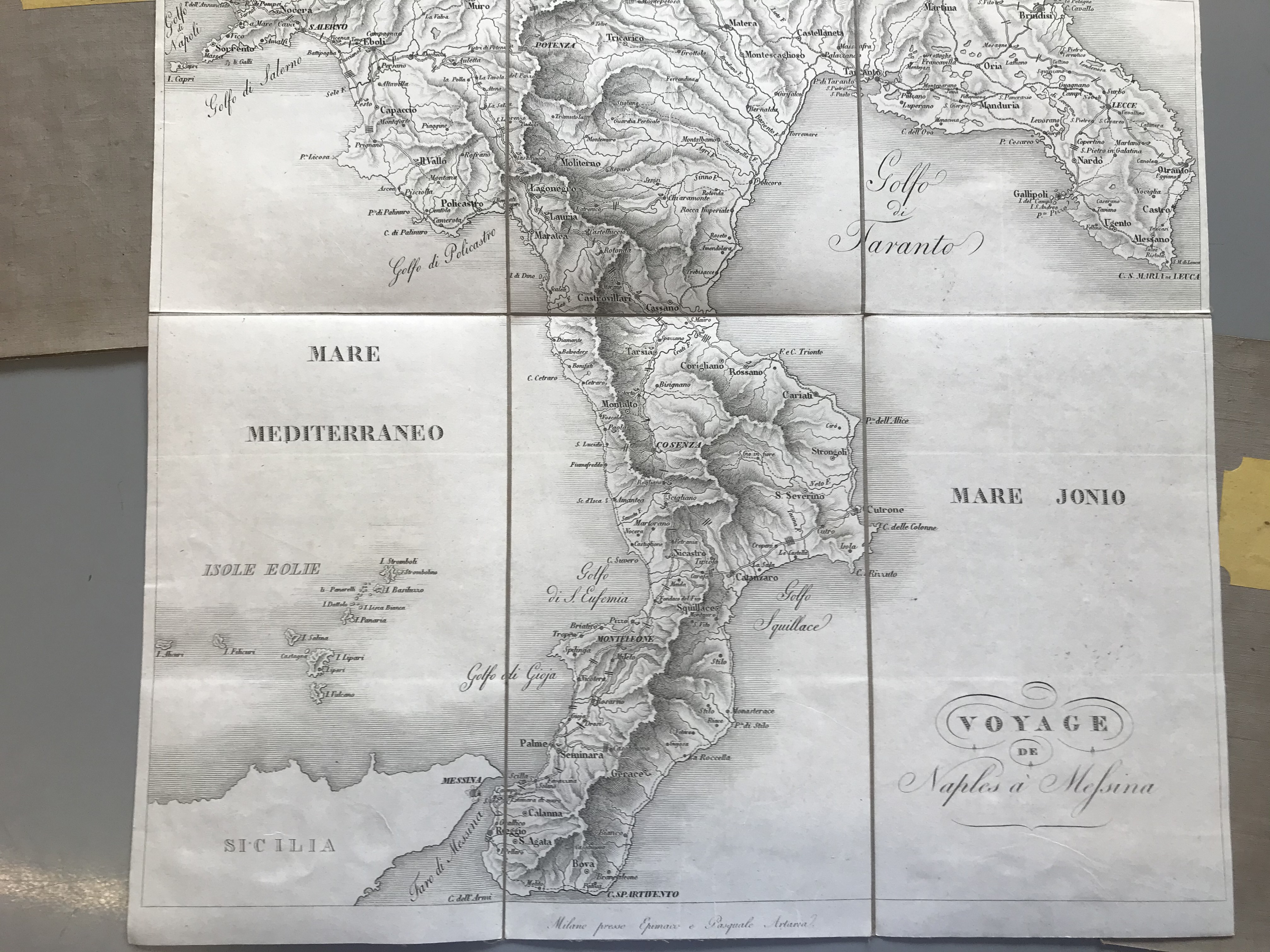 Italy. A folding engraved map of Italy by Epimaco and Pasquale Artaria, on ten sheets, each with - Image 6 of 7