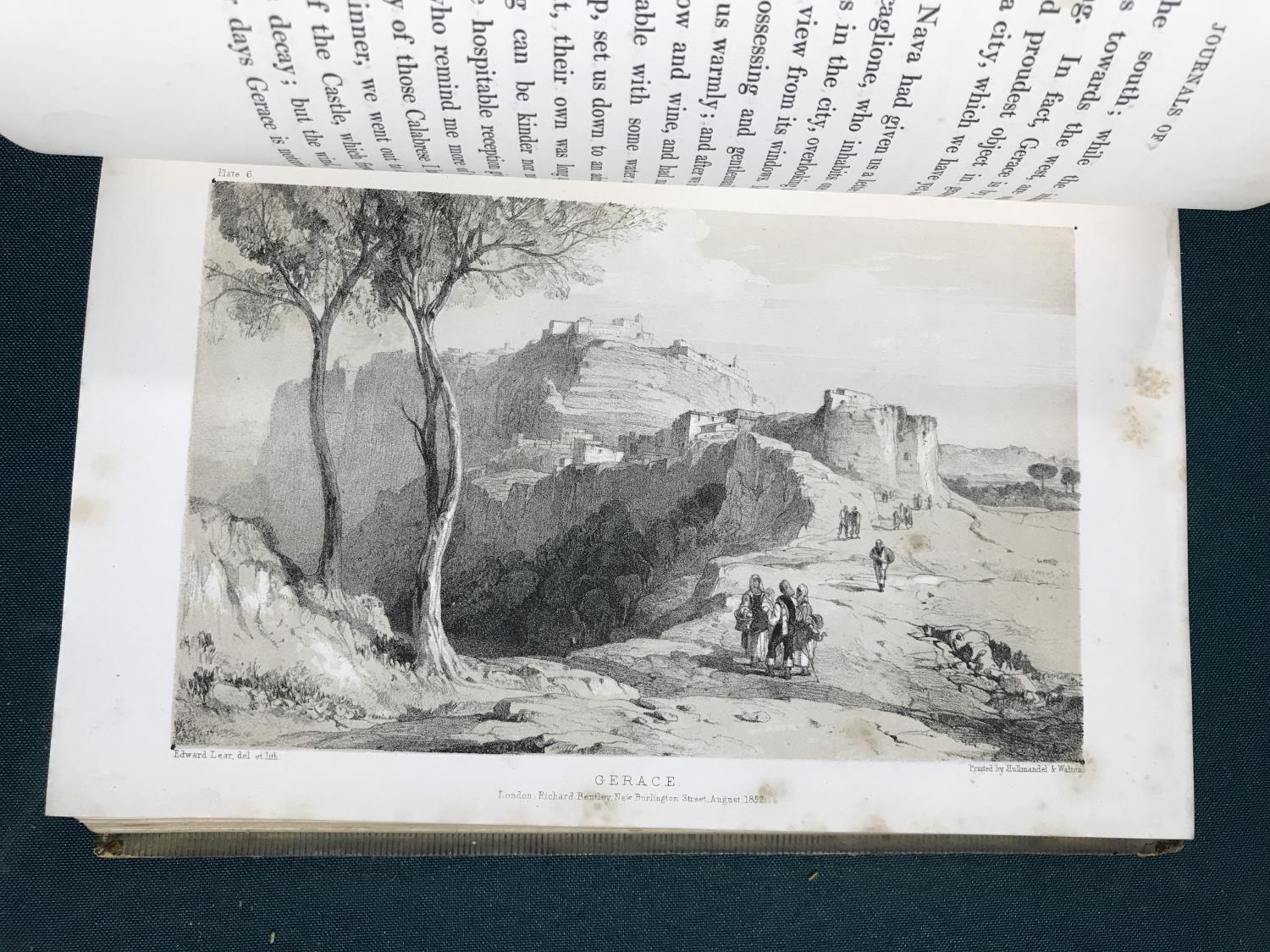 Lear, Edward. Journals of a Landscape Painter in Southern Calabria, &c., first edition, 20 tinted - Image 2 of 2