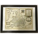 Ogilby, John. A New Map of the Kingdom of England and Dominion of Wales, Whereon are Projected all