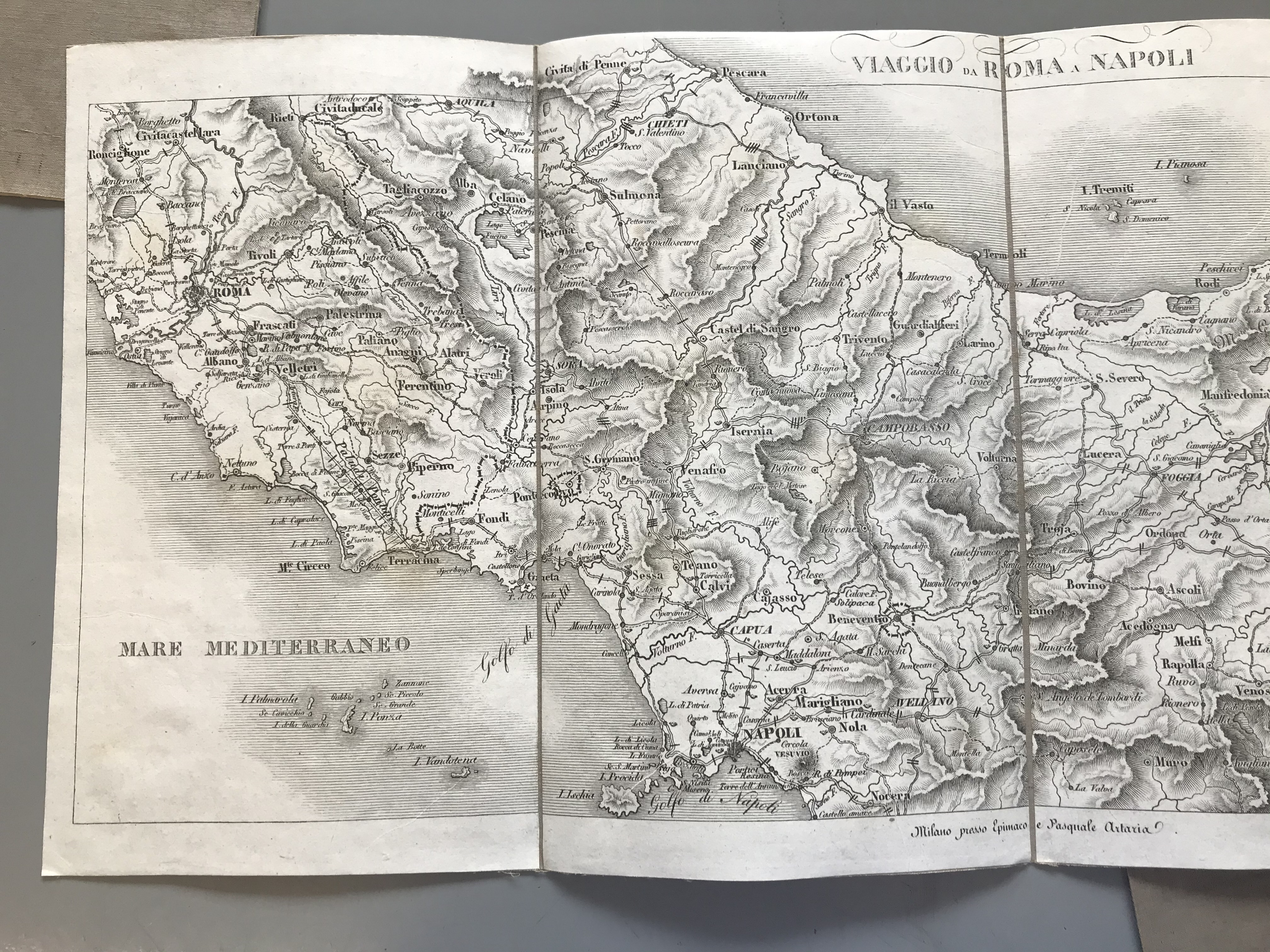 Italy. A folding engraved map of Italy by Epimaco and Pasquale Artaria, on ten sheets, each with - Image 5 of 7