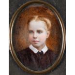 English School c. 1880 Miniature Portrait of George Goodin Moulton-Barrett (1864-1943) wearing black