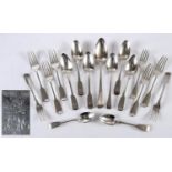 Fiddle Pattern Silver Cutlery Including five dessert forks 1831 with Moulton Crest and Initials E