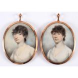 Attributed to Charles Robertson (Irish c. 1760-1821) Miniature Portrait of a Lady with brown hair