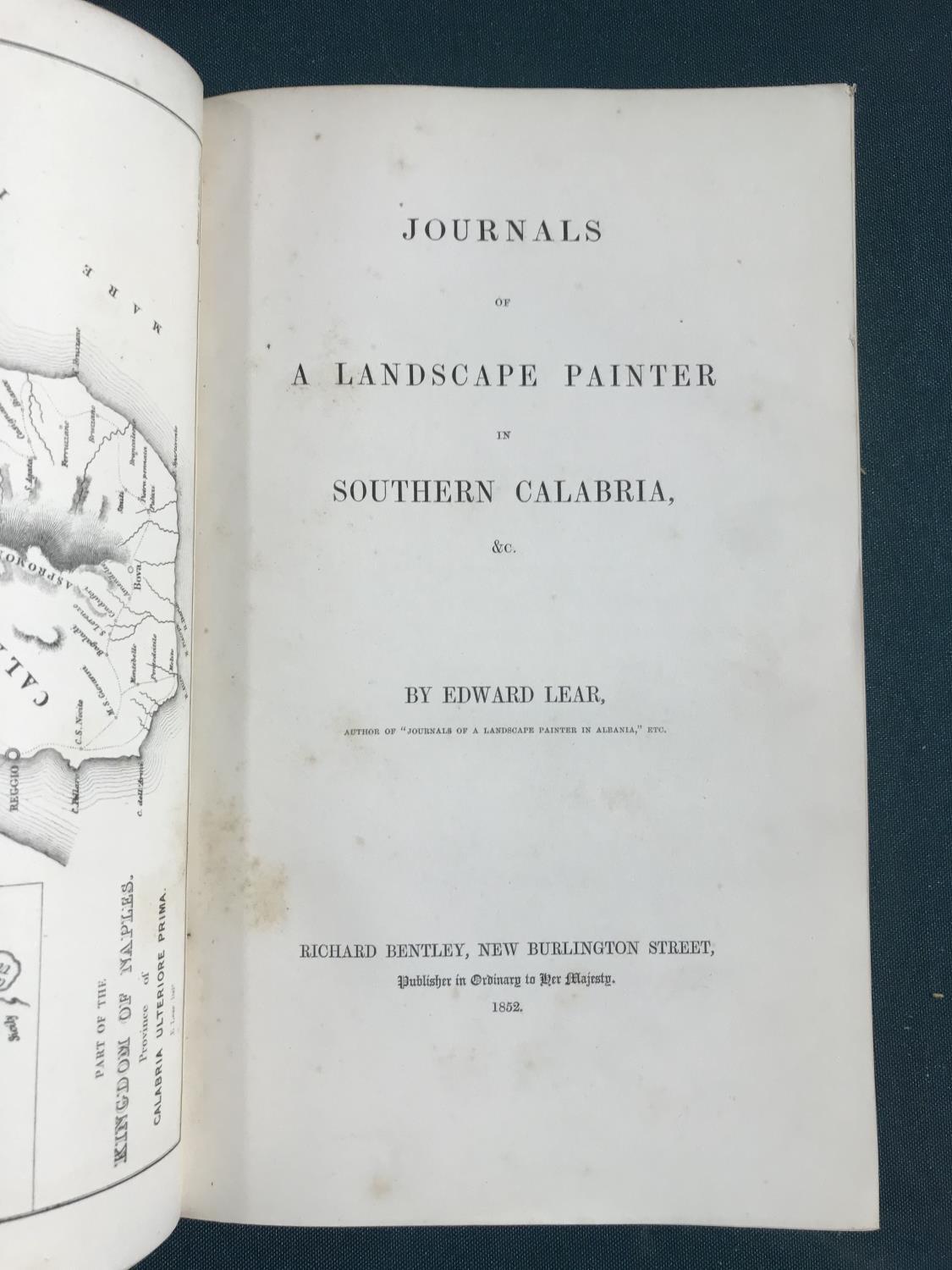 Lear, Edward. Journals of a Landscape Painter in Southern Calabria, &c., first edition, 20 tinted