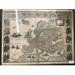 Blaeu, Willem. Europa recens descripta, hand-coloured engraved map, faded, evidence of repair to