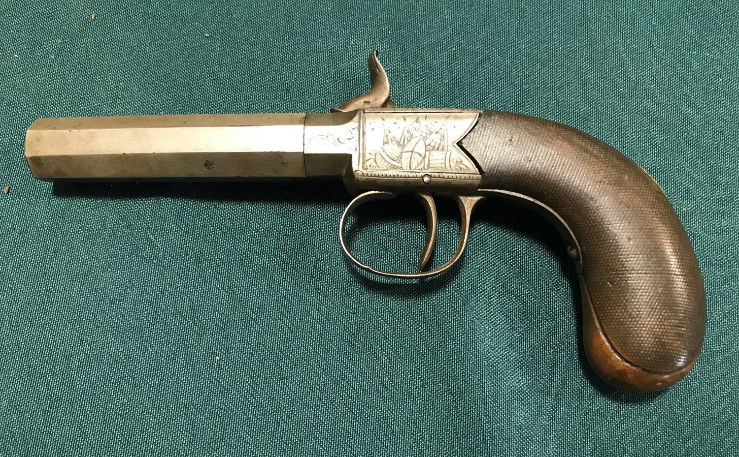 A POCKET PISTOL BY EGAN OF BRADFORD. A 19th century 50 bore percussion pocket pistol with a 7.5cm - Image 2 of 5