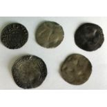 A HENRY III PENNY AND OTHERS. A Henry III hammered Long Cross Penny and four further hammered coins.
