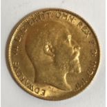 A HALF SOVEREIGN. An Edward VII Half Sovereign dated 1908.