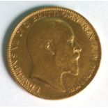 A SOVEREIGN. An Edward VII Sovereign, P to the ground for Perth mint, dated 1903.