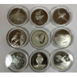 PETER SCOTT SILVER BIRD MEDALS. A collection of 35 silver Bird medals by John Pinches. Each with a