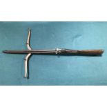 A CROSSBOW WITH SHAPED CROSS-MEMBER. A 20th century crossbow with rifle like shaft and