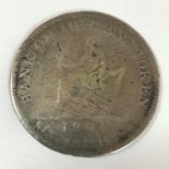 A BANK OF IRELAND SIX SHILLING TOKEN. A George III Bank of Ireland Token, Six Shilling, dated 1804.