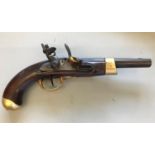 A FRENCH STYLE FLINTLOCK PISTOL. A Flintclock pistol with 19.6cm barrel, the sideplate