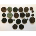 A COLLECTION OF ROMAN COINS TO INCLUDE TRAJAN, NERVA AND OTHERS. A copper As of Nerva (96-98)