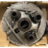 A ROLLS ROYCE MERLIN SUPERCHARGER ENGINE DRIVE GEAR ASSEMBLY. The casing cast D26147 and marked J24A