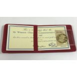 A SIR WINSTON CHURCHILL COMMEMORATIVE MEDAL. An 18ct Gold commemorative medal No B1005, 7.7g. by